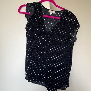 Loft Outlet Black Polka Dot Blouse, Size Small